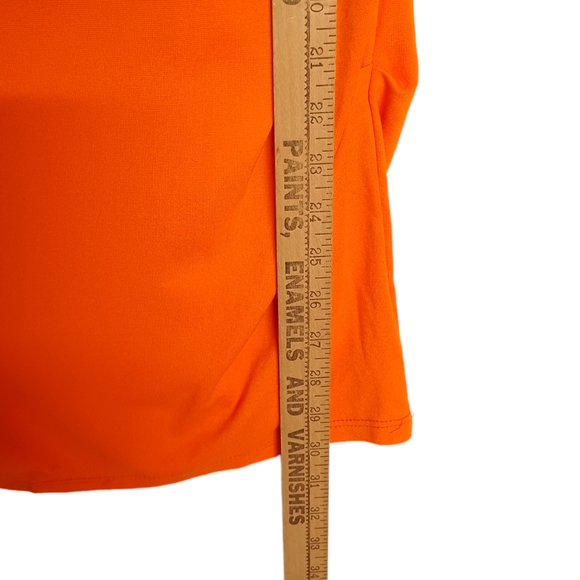 NEW AKIRA BLACK LABEL Orange Strapless Bodycon Stretchy Ruching Dress Small - Picture 7 of 10
